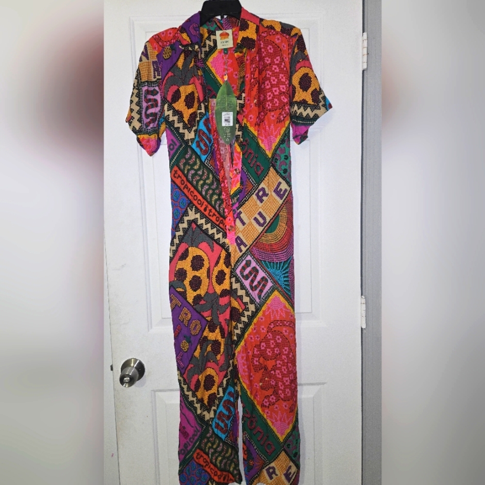 Farm Rio Colorful Geometric Print Jumpsuit